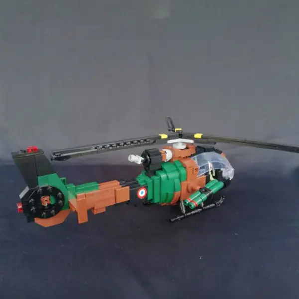 WW2 French Military SA342 Gazelle Helicopter Building Block Model - Image 3