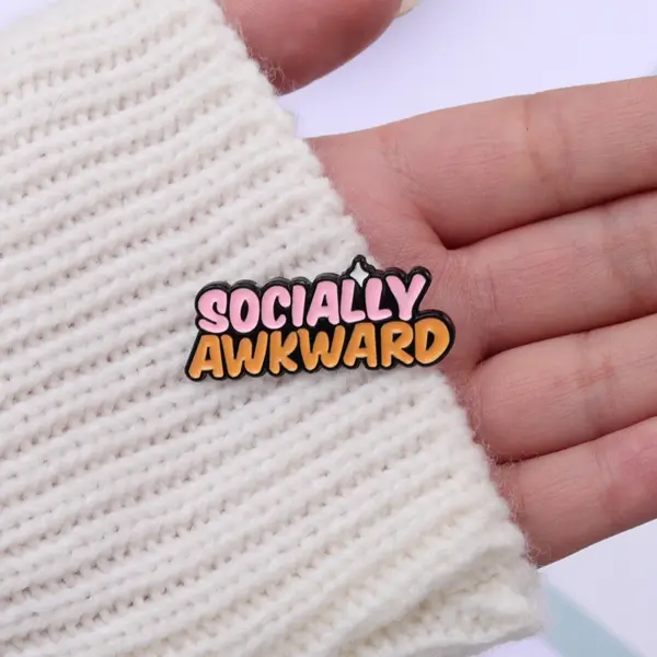 Socially Awkward Enamel Pins Unisex Badge - Image 2
