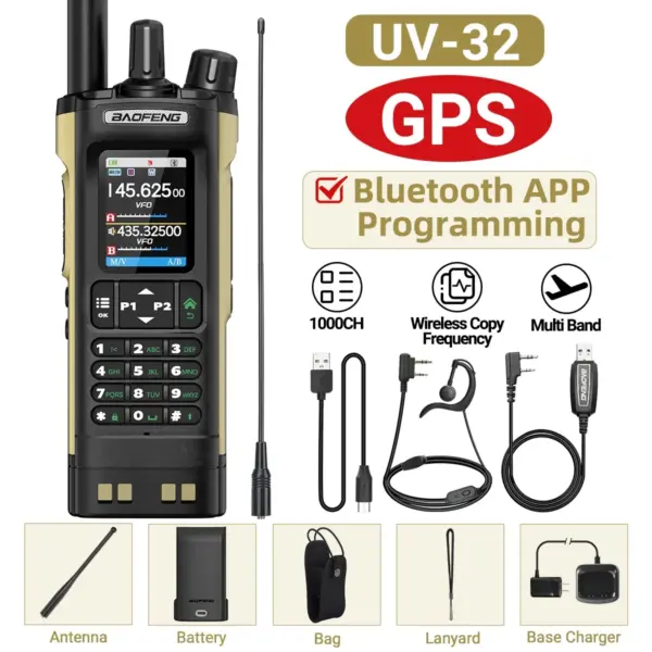 Baofeng UV-32 GPS Walkie Talkie 10W with Bluetooth - Image 15