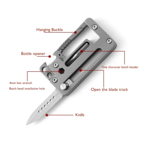 5-in-1 Titanium Folding Multitool Keychain Knife - Image 3