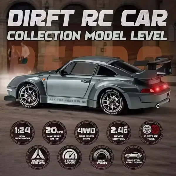 4WD RC Drift Car with LED Lights and Remote - Image 2