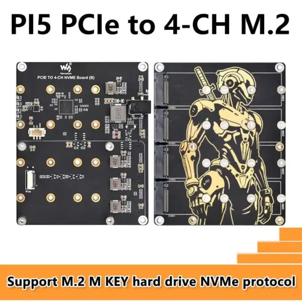 Raspberry Pi 5 PCIe to 4-CH NVMe Adapter Board - Image 2