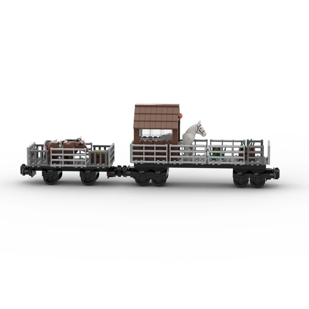 Horse Cargo Train Car Model with Barn Structure 6 Horse Cargo Train Car Model with Barn Structure - Image 6