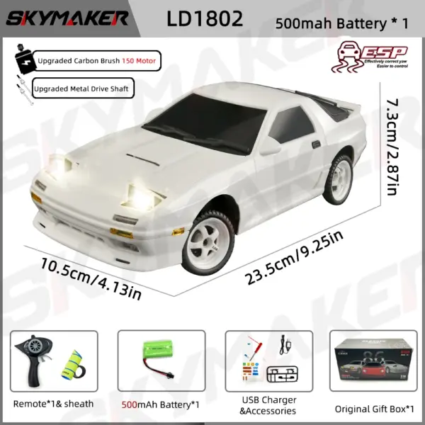 1:18 RC Drift Car AE86 RX-7 with Remote - Image 10