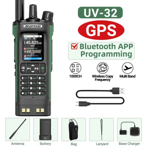 BAOFENG UV-32 GPS Walkie Talkie 10W with Bluetooth - Image 14