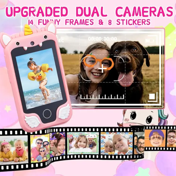 Kids Unicorn Smart Phone Toy with Camera and Games - Image 3
