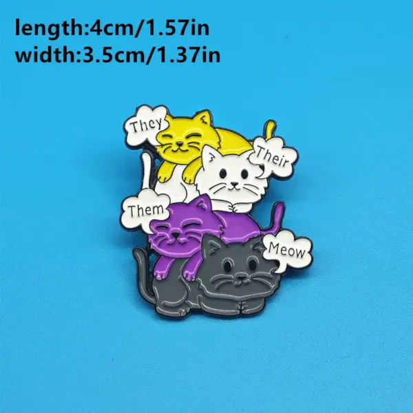 Non-Binary Cat Lover Lapel Pin Badge - Image 5