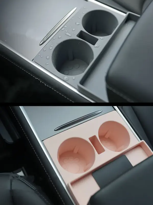 Tesla Model 3 & Y Silicone Cup Holder Insert with Key Card Storage - Image 6