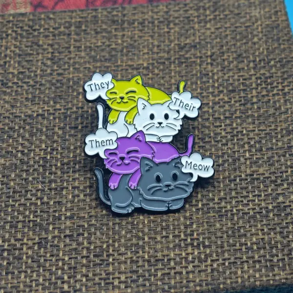 Non-Binary Cat Lover Lapel Pin Badge - Image 3