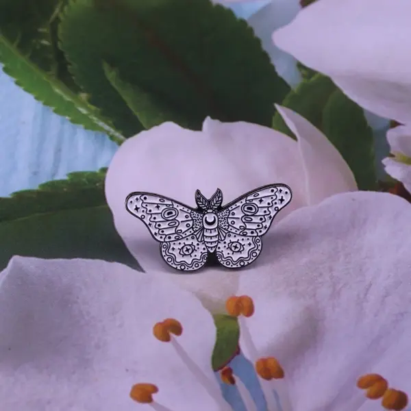 Gothic Skull Butterfly Enamel Brooch - Image 9