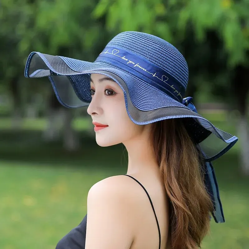 Large Korean Style Beach Straw Hat MZ672 3 Large Korean Style Beach Straw Hat MZ672 - Image 3