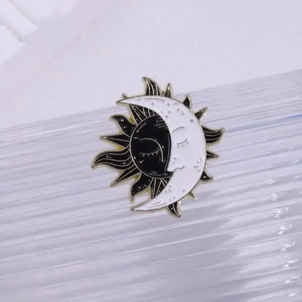 Sun Moon Yin Yang Enamel Pins Brooches - Image 5