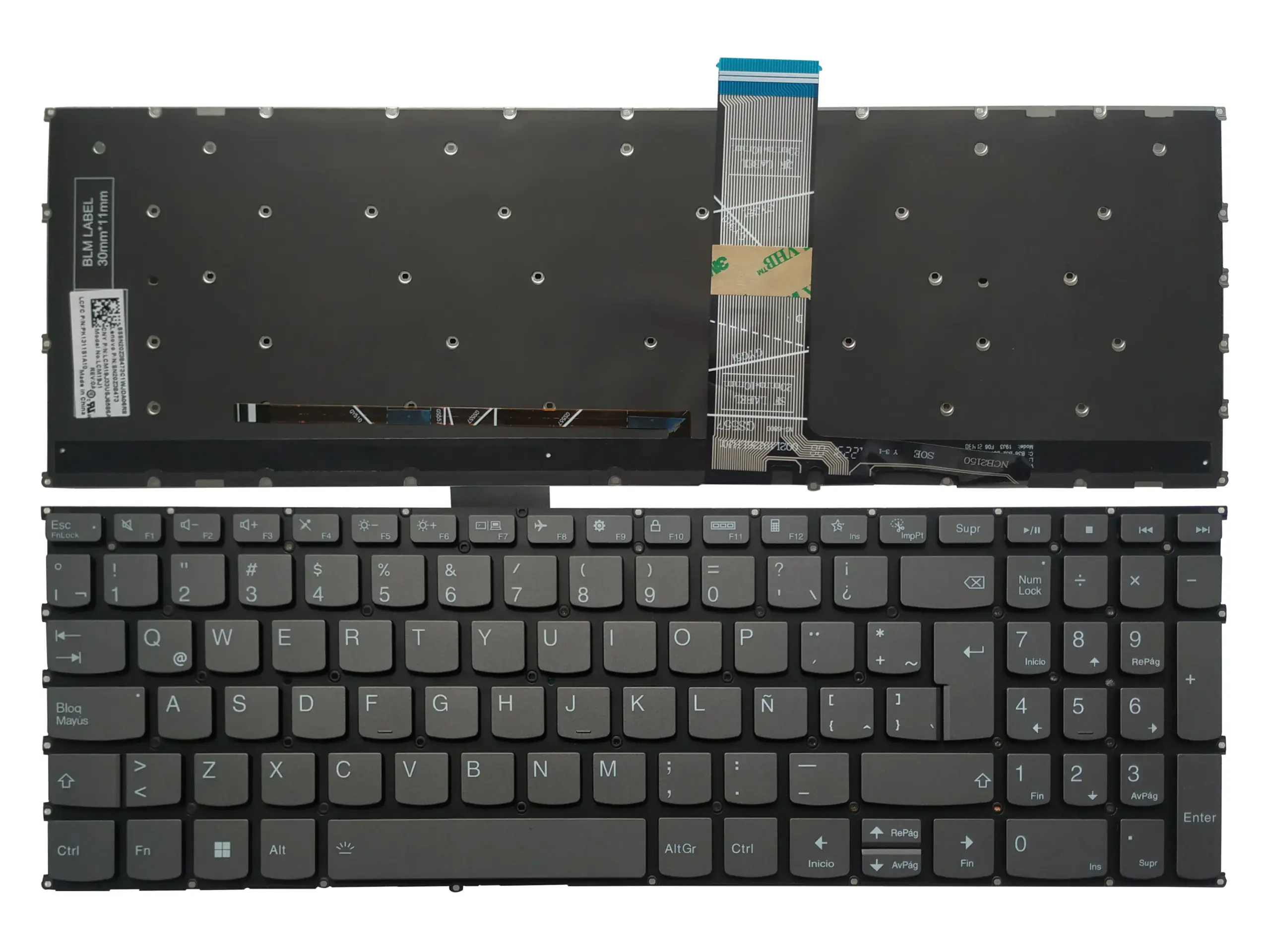 Backlit Spanish Keyboard for Lenovo Ideapad 5 8 Backlit Spanish Keyboard for Lenovo Ideapad 5 - Image 8