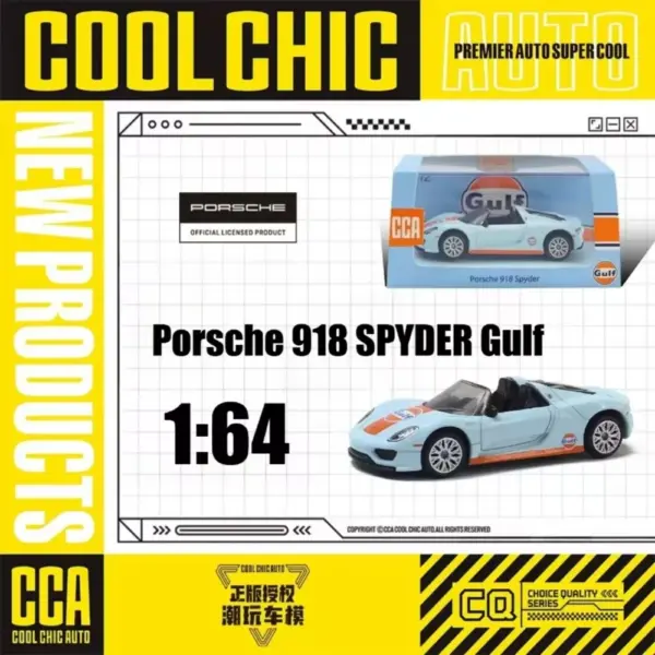 CCA 1:64 Porsche 918 Spyder Diecast Car Model - Image 3