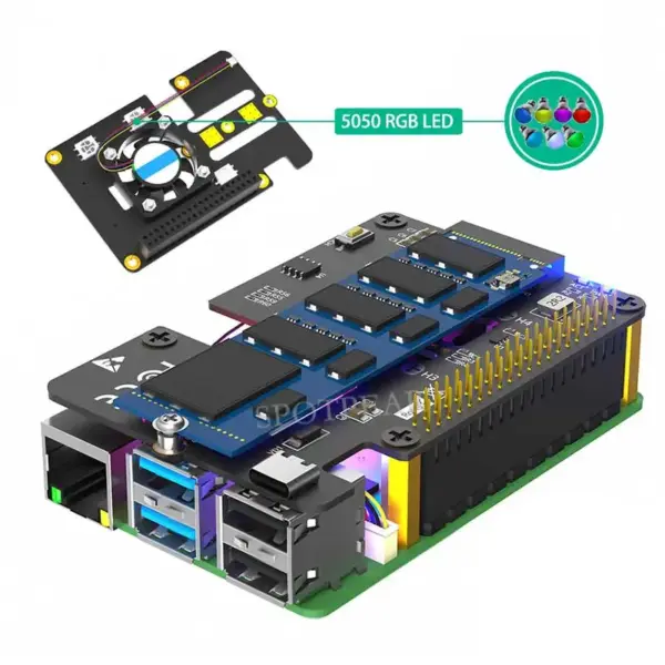 Raspberry Pi 5 M.2 NVMe PCIe Adapter with Fan - Image 3