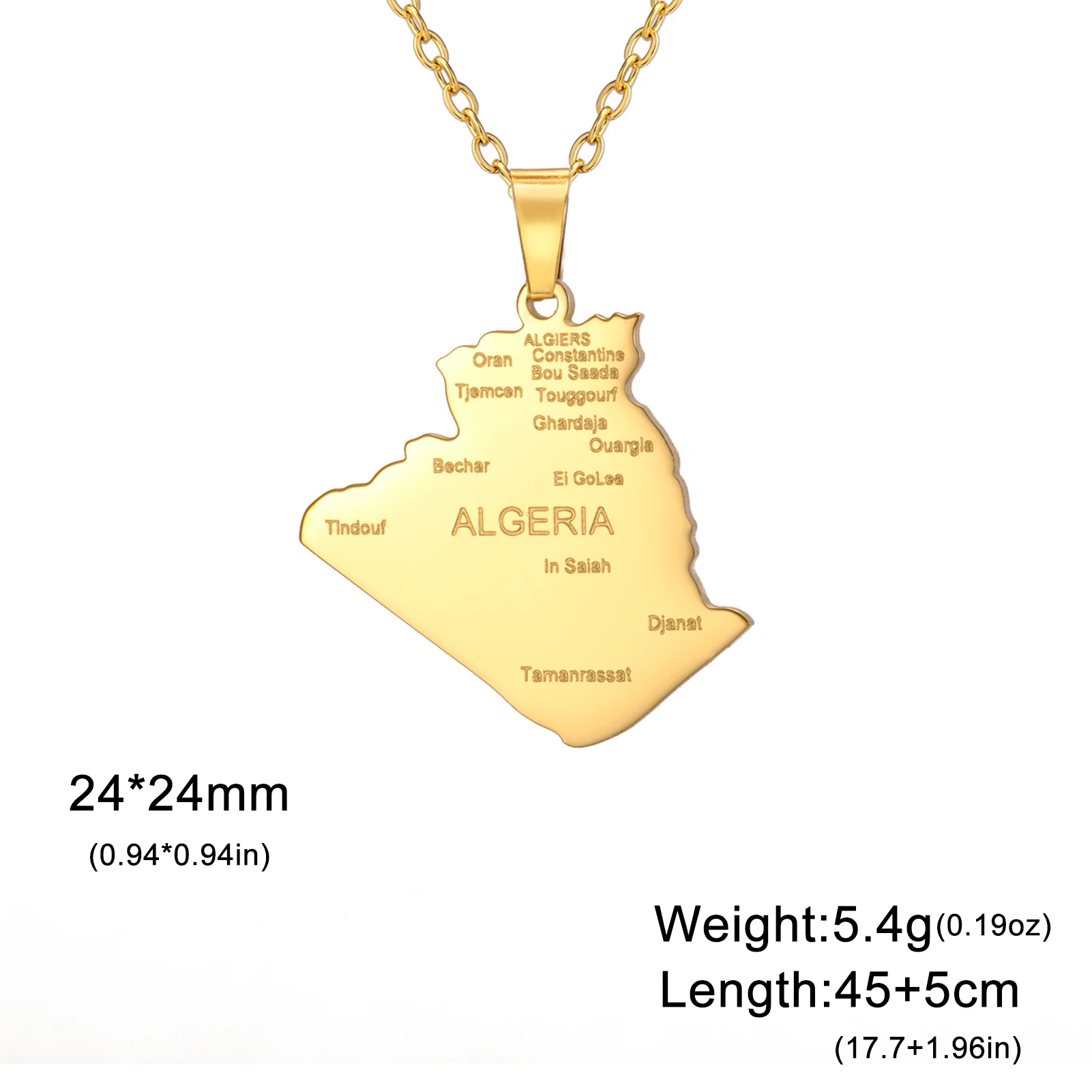 Algeria Map Stainless Steel Necklace for Women 7 Algeria Map Stainless Steel Necklace for Women - Image 7