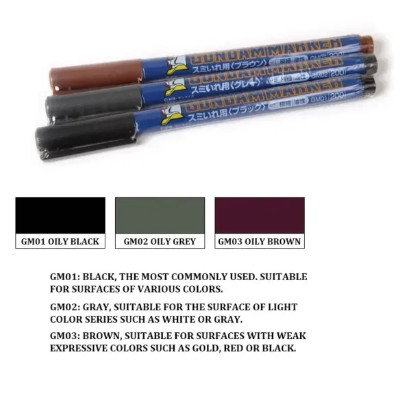 MR.HOBBY GM01 GM02 GM03 Markers Set for Plastic Models - Image 3
