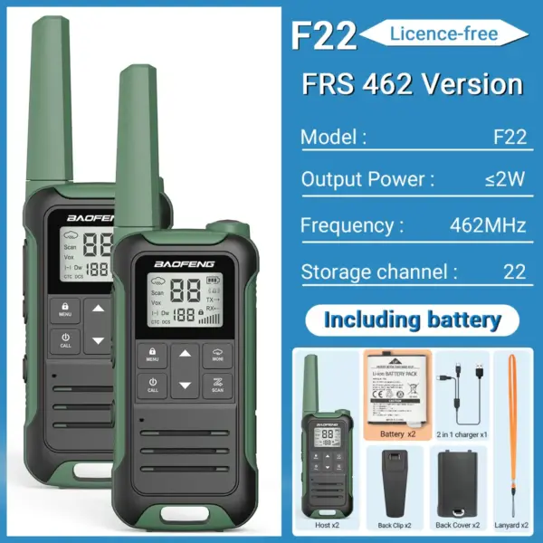2PCS Baofeng F22 Portable Walkie Talkie Set - Image 16