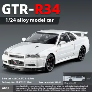 1:24 GTR-R34 Alloy Car Model with Sound 18 Scd87de6505c74e608eff869dcafc9a27F