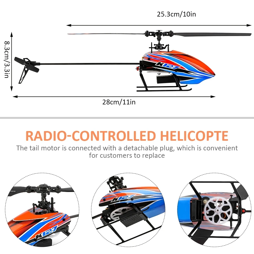 WLtoys K127 Mini RC Helicopter 4CH Gyro 3 WLtoys K127 Mini RC Helicopter 4CH Gyro - Image 3