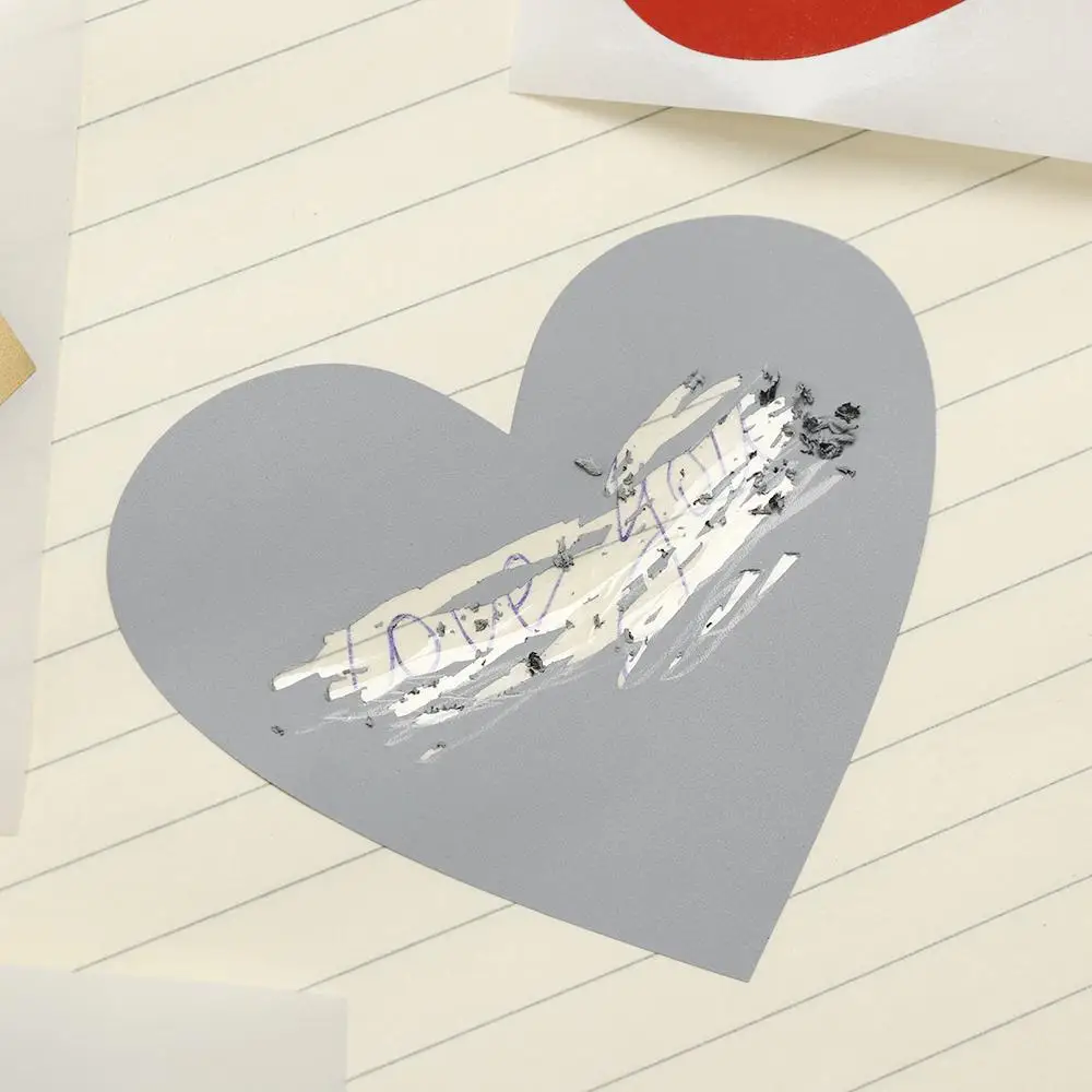 50 Pcs Gold & Silver Love Heart & Pentagram Scratch Stickers 3 50 Pcs Gold & Silver Love Heart & Pentagram Scratch Stickers - Image 3