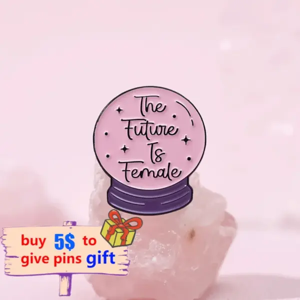 Feminist Enamel Pin Custom Girl Power Brooch - Image 2