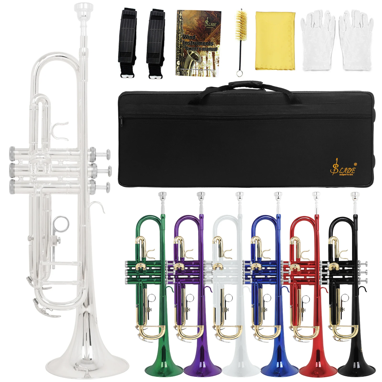 Gold-Plated Bb Trumpet with Case and Mouthpiece 8 Gold-Plated Bb Trumpet with Case and Mouthpiece - Image 8