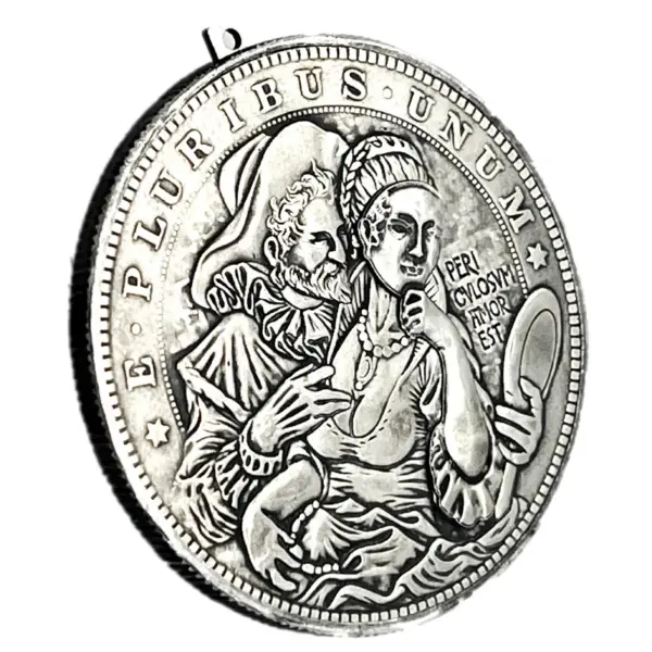 Movable Challenge Coin with Mask Girl Design - Image 3