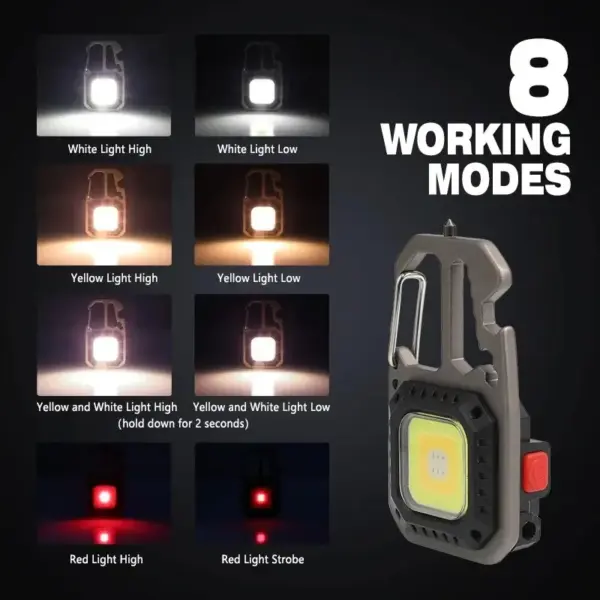 Rechargeable COB Keychain Work Light with 8 Modes - Image 3