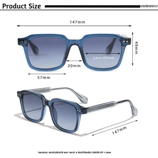 Retro Square Frame Sunglasses Men's Women’s Gradient Lenses - Image 6