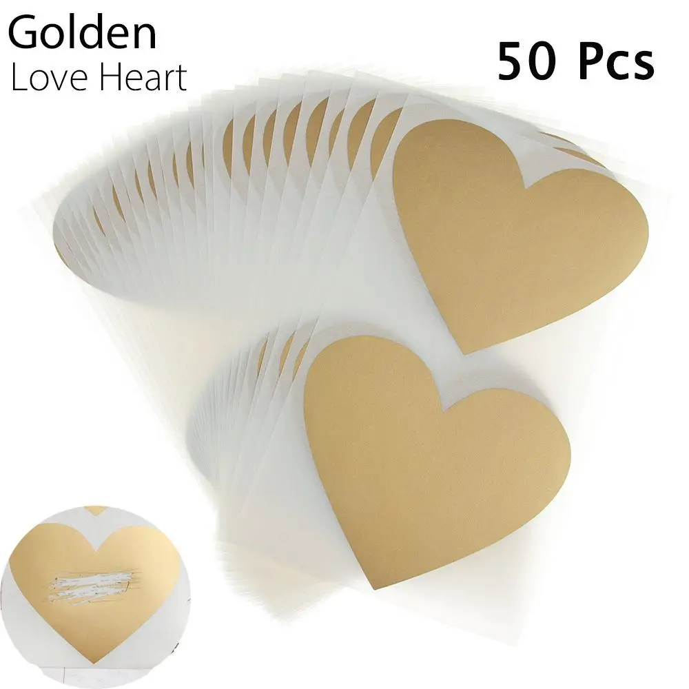 50 Pcs Gold & Silver Love Heart & Pentagram Scratch Stickers 9 50 Pcs Gold & Silver Love Heart & Pentagram Scratch Stickers - Image 9