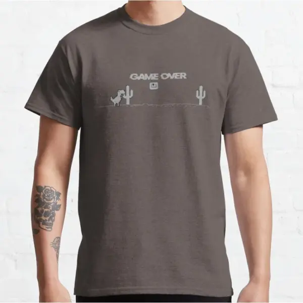 Trex Cactus Cartoon Pixel T-Shirt for Men Large - Image 4