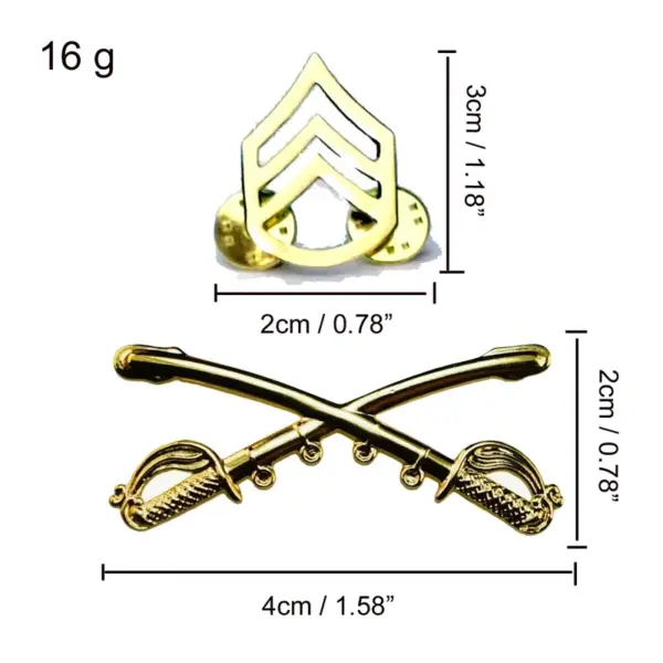 US Army Cavalry Crossed Saber Lapel Pin Set - Image 6