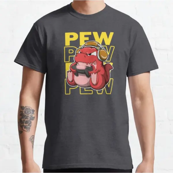 Pew Pew Dinosaur T-Shirt for Men - Image 2