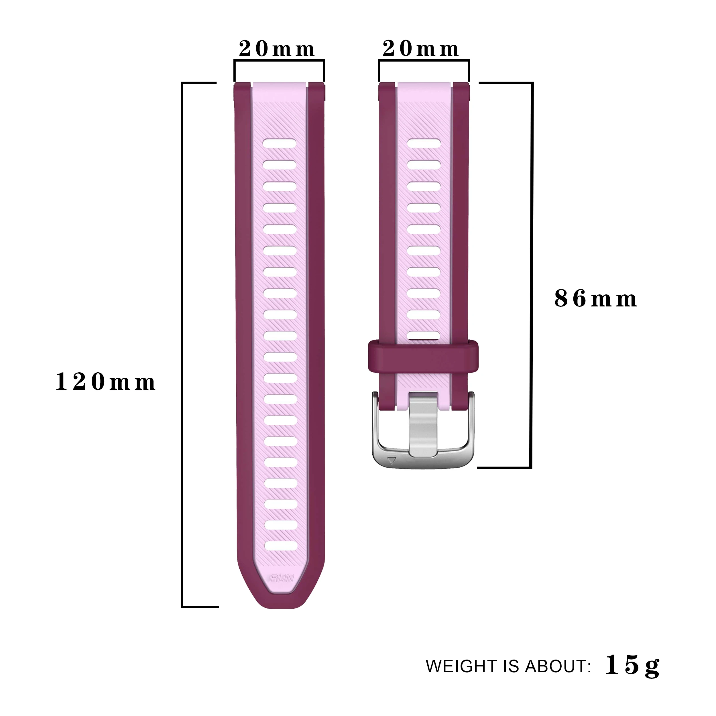 20mm Silicone Sports Strap for Garmin Watches 2 20mm Silicone Sports Strap for Garmin Watches - Image 2