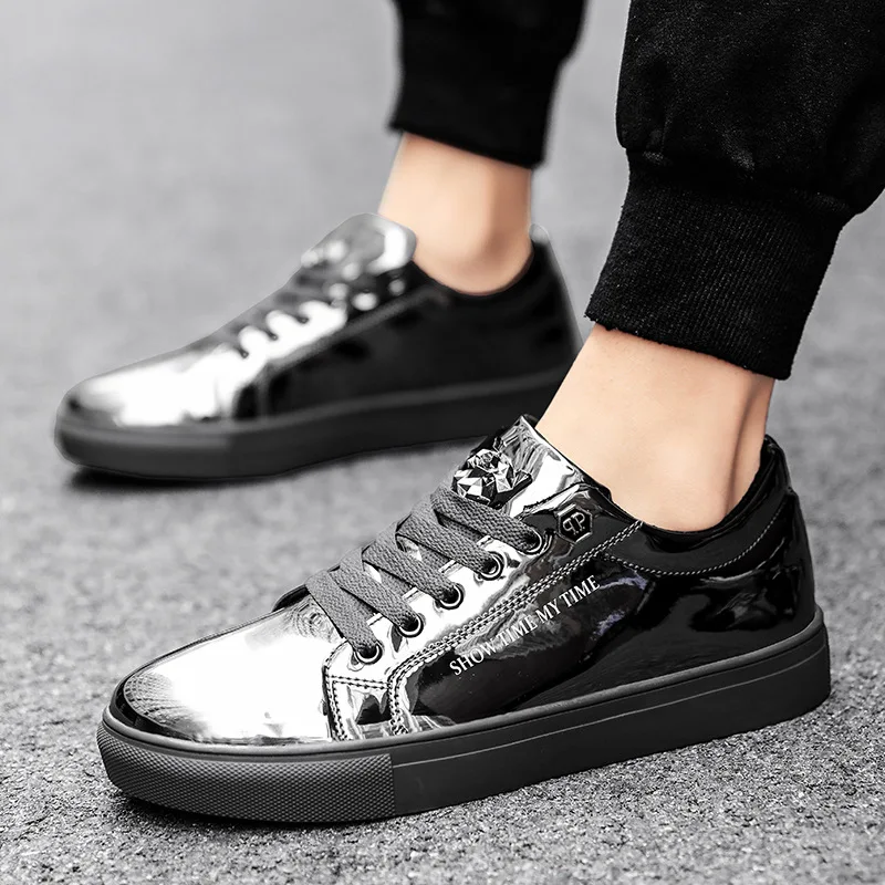 Men's Patent Leather Casual Sneakers 47 6 Men's Patent Leather Casual Sneakers 47 - Image 6