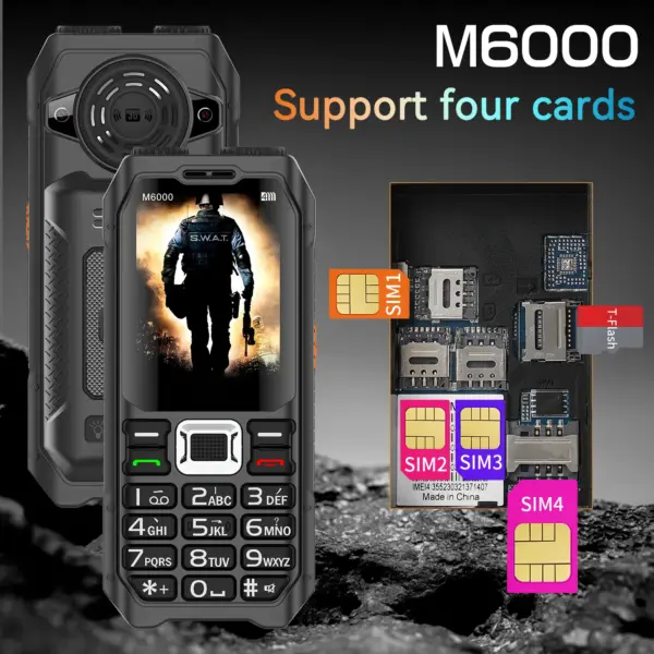 M6000 Elderly Mobile Phone with 4 SIM Slots - Image 6