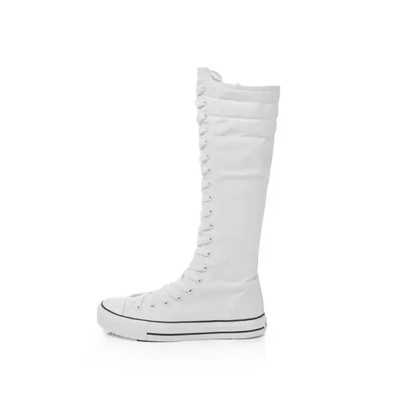 Spring Women's Canvas High-Top Sneakers and Boots - Image 8