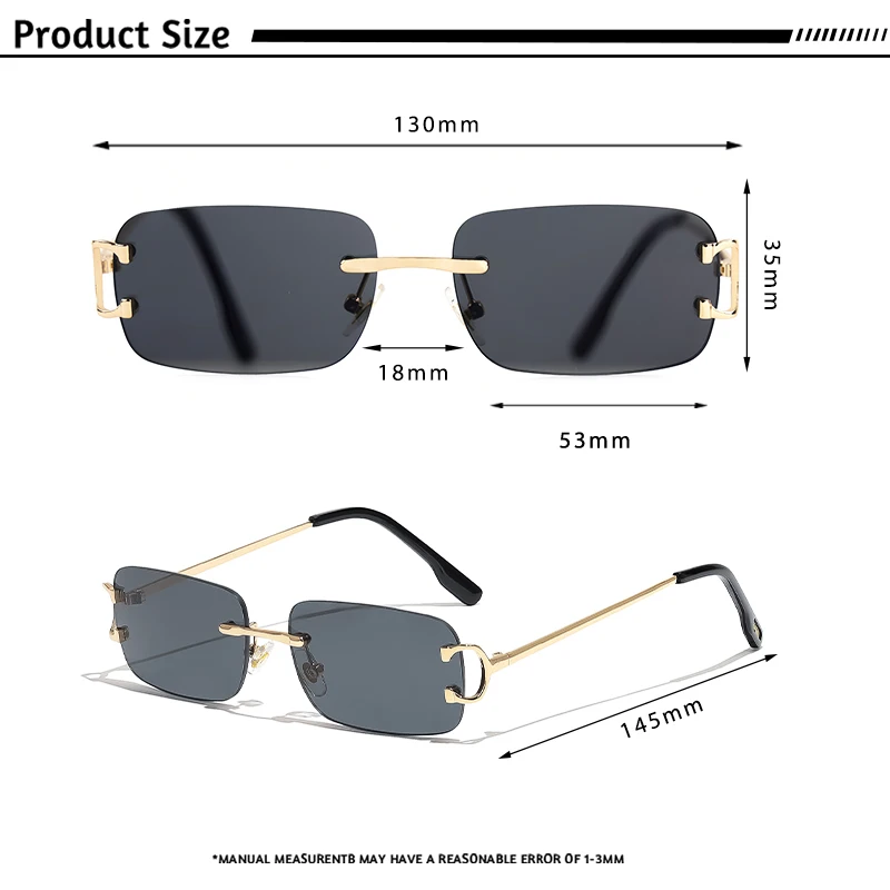 Rectangular Rimless Sun Glasses for Men and Women 5 Rectangular Rimless Sun Glasses for Men and Women - Image 5