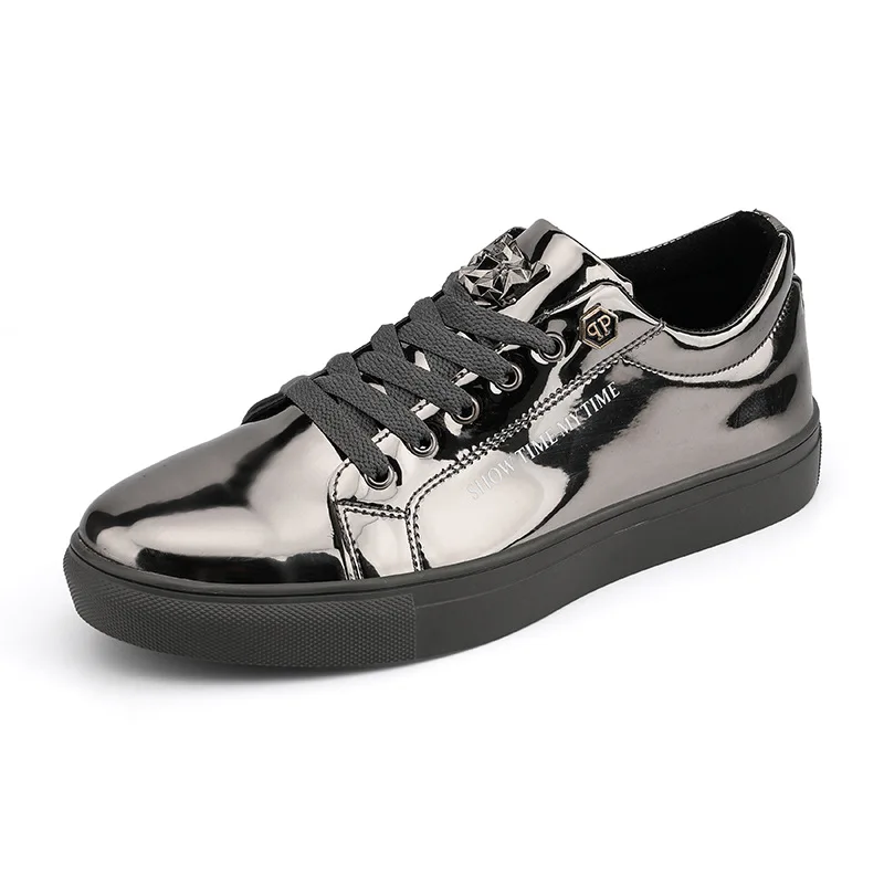 Men's Patent Leather Casual Sneakers 47 2 Men's Patent Leather Casual Sneakers 47 - Image 2
