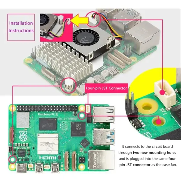 Raspberry Pi 5 Active Cooling Fan Heatsink - Image 3