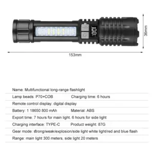 Rechargeable LED Hands-Free Flashlight SJ004-1 15 Sdf620b8f48b744e380adced91f2d8c02P