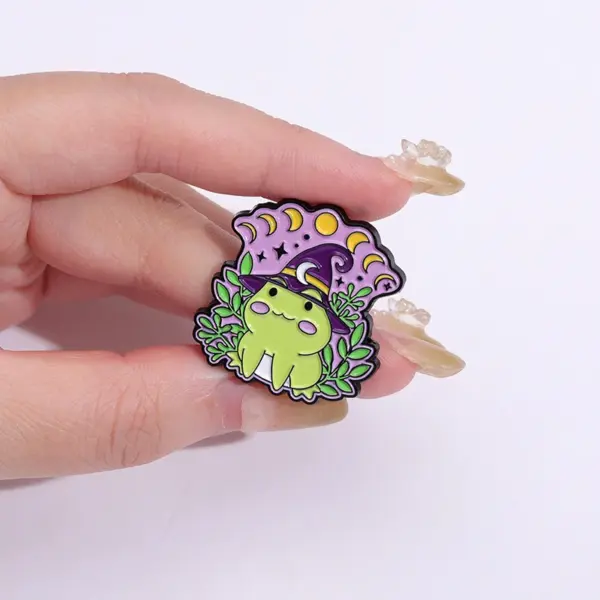 Magic Frog Enamel Pin with Wand and Potion - Image 2