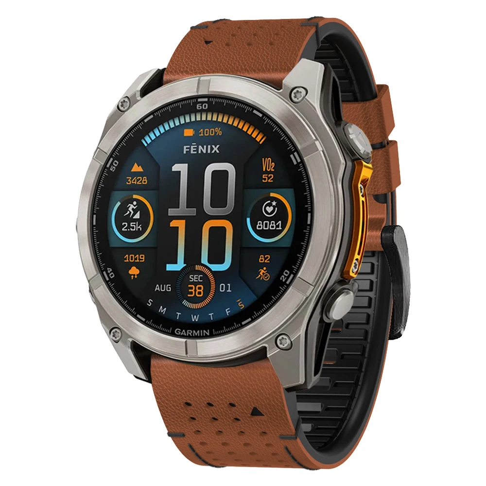 Garmin Fenix E 8 Leather Silicone Watch Band 2 Garmin Fenix E 8 Leather Silicone Watch Band - Image 2