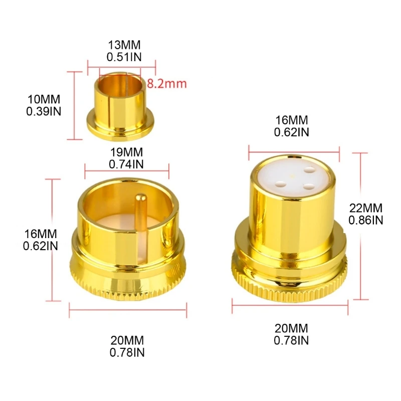 3-Piece Gold & Rhodium RCA/XLR Plug Protectors Set 6 3-Piece Gold & Rhodium RCA/XLR Plug Protectors Set - Image 6