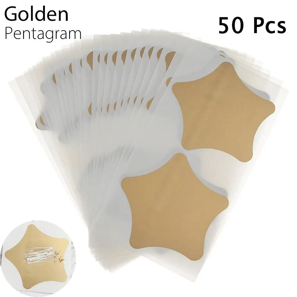 50 Pcs Gold & Silver Love Heart & Pentagram Scratch Stickers 8 50 Pcs Gold & Silver Love Heart & Pentagram Scratch Stickers - Image 8