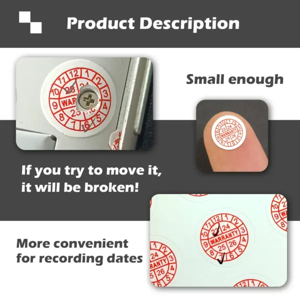 Red Circular Warranty Void Stickers 360/540pcs - Image 2
