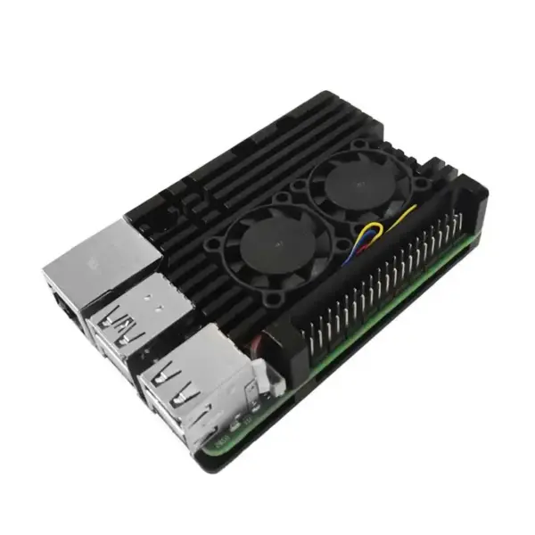 Raspberry Pi 5 Aluminum Case with Cooling Fans - Image 2