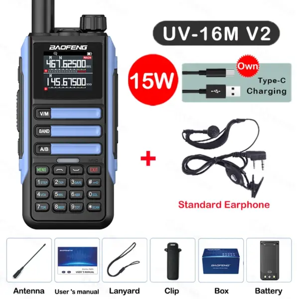 Baofeng UV16M V2 Walkie Talkie 15W with Full Band LCD - Image 10