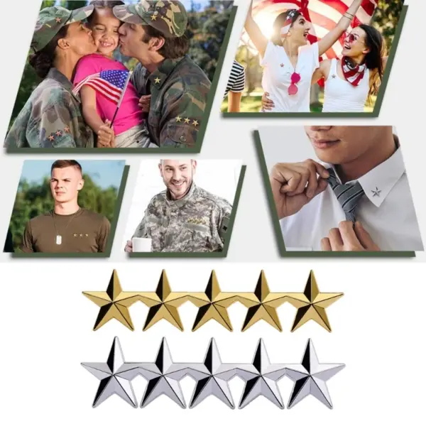 Chinese Style Metal Five-Pointed Star Badge Set - Image 2